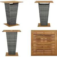 vidaXL Table de bar Gris 80x80x110 cm Poly rotin et bois massif Acacia - Table de bar - Tables de bar - Tables hautes
