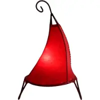 SIMANDRA Lampe orientale Lampe au henné Lampe marocaine en cuir Lampe de table Lampadaire Henné Tissir uni 35-38 cm, rouge