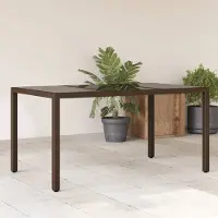 Prolenta Maison Exclusive - Table de jardin avec plateau en verre marron 150x90x75 cm Poly Rattan