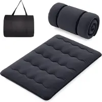 Costway Matelas futon japonais, tatami, matelas de sol, matelas pliable avec housse lavable & sac de transport, matelas de couchage 140 x 200cm Noir