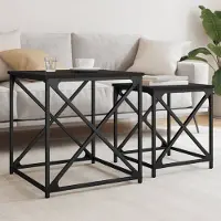 vidaXL Tables gigognes simples 2 pièces Noir Bois composite - Tables basses FR9525353 1parcel
