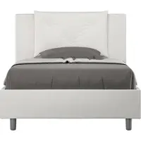 Ityhome - Lit 1 place et demi coffre rembourré 120x200 similicuir blanc Appia