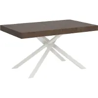 Ityhome - Table extensible 140/224x80 cm Karida noyer pieds blancs