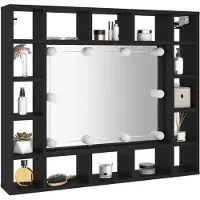 Syfax Armoire à miroir à LED noir 91x15x76,5 cm
