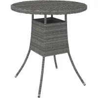 Syfax Table de jardin Gris 70x70x73 cm Résine tressée