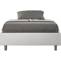 Ityhome - Cadre de lit 1 place et demi coffre rembourré 120x190 similicuir blanc Azelia