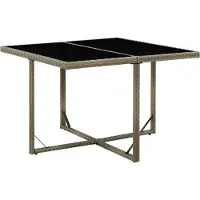Syfax Table de jardin Gris 109x107x74 cm Résine tressée et verre