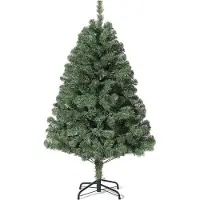 StarTech.com Sapin de Noël artificiel - Avec éclairage LED - 135 cm - Branches denses - Support pliable - PVC - Blanc laiteux