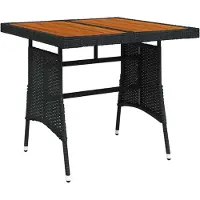 Syfax Table de jardin Noir 70x70x72 cm Résine tressée et acacia