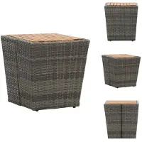vidaXL Table d'appoint Gris 41,5×41,5×43 cm Poly Rotin & Bois Massif - Tables de jardin