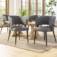 Sweiko Flanelle de haute qualité (4 pièces) Chaise de salle à manger Chaise de maquillage Coiffeuse Chaise ergonomique Chaise légère de luxe Dossier incurvé, Beige/Gris