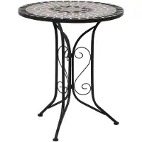 The Living Store Table de bistrot en mosaïque Gris 61 cm Céramique