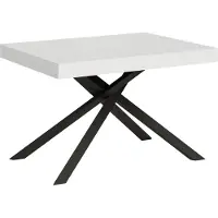 Ityhome - Table extensible 120/224x90 cm Karida frêne blanc pieds anthracite