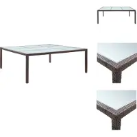 vidaXL Table de jardin à manger brune 200×200×74 cm Poly rotin - Tables de jardin