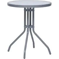 The Living Store Table de jardin gris clair 60 cm acier et verre
