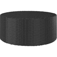 The Living Store Table de thé noire 68x68x30 cm Poly rotin
