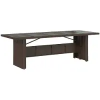 Syfax Table de jardin avec dessus en verre marron résine tressée
