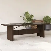 Prolenta Maison Exclusive - Table de jardin avec plateau en verre marron 240x90x75 cm Poly Rotin