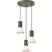 Sollux Lampe suspendue ESTRIA 3P beige/vert olive 3xE14 10W acier/aluminium 120x30x30cm