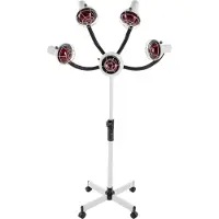 StarTech.com Lampe infrarouge pour salon - Lampe chauffante à 5 têtes sur trépied - 750 W - Réglable en hauteur - 40-80 °C - 220 V - Métal - Blanc