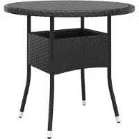 Prolenta Maison Exclusive - Table de jardin Ø 80 x 75 cm en verre trempé et polyrotin noir