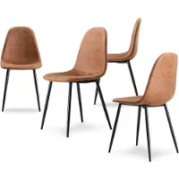 Stanew Chaises de salle à manger style vintage, design scandinave, 4 pièces, daim, avec pieds en métal, marron