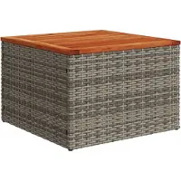 Syfax Table de jardin gris 55x55x37 cm résine tressée et bois acacia