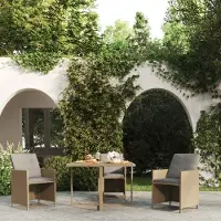 Prolenta Maison Exclusive - Table de jardin beige 109 x 107 x 74 cm en rotin synthétique et bois d'acacia massif
