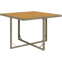 Syfax Table de jardin Beige 109x107x74 cm Résine tressée bois massif