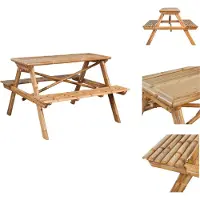 vidaXL Table de pique-nique 115x115x81 cm Bambou - Tables de jardin