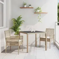 Prolenta Maison Exclusive - Ensemble de salle à manger pour jardin 3 pcs Beige polyrotin