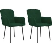 Syfax Chaises à manger lot de 2 Vert foncé Velours