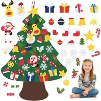 XMTECH Bricolage Arbre de Noël en feutre avec 32 décorations amovibles - Décoration créative de porte et de mur pour enfants, Noël Home Deco, type A