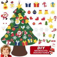 YARDIN Arbre de Noël en feutre DIY Décoration de Noël pour enfants avec 36 Ornements suspendus amovibles Cadeau de Noël Arbre de Noël pour maison Porte Mur Décor suspendu - Type A