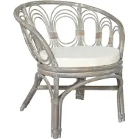 Syfax Chaise de salle à manger avec coussin gris Rotin naturel et lin
