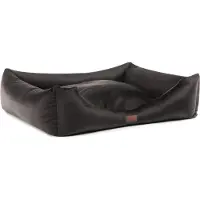 Adgo Lit pour chien Oaza Velvet avec rebord, lit pour animaux, lit, lit au sol, coussin pour chien, canapé pour chien, lit pour chat, panier pour chien, canapé pour chien, M (70 x 60, noir)