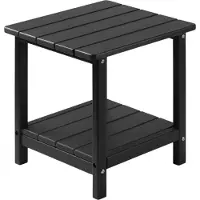 StarTech.com Table d'appoint en plastique 45x38x44 cm, HDPE table de jardin, table de balcon avec 2 étagères, table de chevet, table basse noire, table décorative pour terrasse, piscine, plage, véranda, jardin