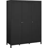Dmora Conti - Armoire 3 portes, 150x58 cm noir, penderie