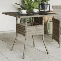 Prolenta Maison Exclusive - Table de jardin avec plateau en verre gris 80x80x75 cm Poly Rotin