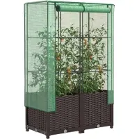 Prolenta Maison Exclusive - Potager surélevé avec serre intégrée aspect rotin 80x40x138 cm