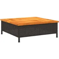 Syfax Table de jardin noir 70x70x25 cm résine tressée et bois acacia