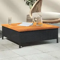 Prolenta Maison Exclusive - Table de jardin noir 70x70x25 cm résine tressée et bois acacia
