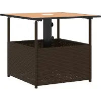 Syfax Table de jardin avec trou de parasol marron résine tressée