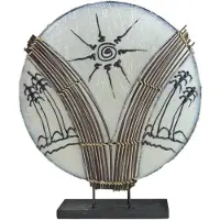 SIMANDRA Lampe décorative Lampe d'ambiance Lampe asiatique Lampadaire Lampe de table Bali Asia PALME blanc grand 46 cm