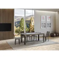 Itamoby - Table extensible 180/284x90 cm Linea gris béton pieds anthracite