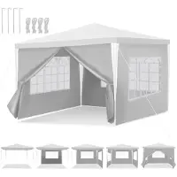 TolleTour Pavillon avec fenêtres avec parties latérales 3 x 3 m blanc