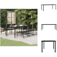 vidaXL Table de jardin noire 200x100x74 cm Acier et verre - Tables de jardin