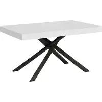 Ityhome - Table extensible 160/420X90 cm Karida frêne blanc pieds anthracite