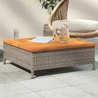Prolenta Maison Exclusive - Table de jardin gris 70x70x25 cm résine tressée et bois acacia