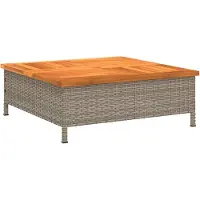 Syfax Table de jardin gris 70x70x25 cm résine tressée et bois acacia